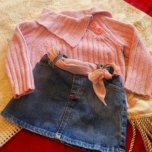 Baby Gap Sweater and Jean skirt.